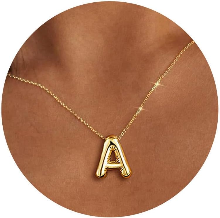 MTINEAPS Store Gold Initial Necklaces Gifts for Teen Girls Women, Teen Girl Gift Trendy Bubble Letter Pendant Necklace Jewelry Personalized Birthday Gifts for Girls Teens Women - Image 2